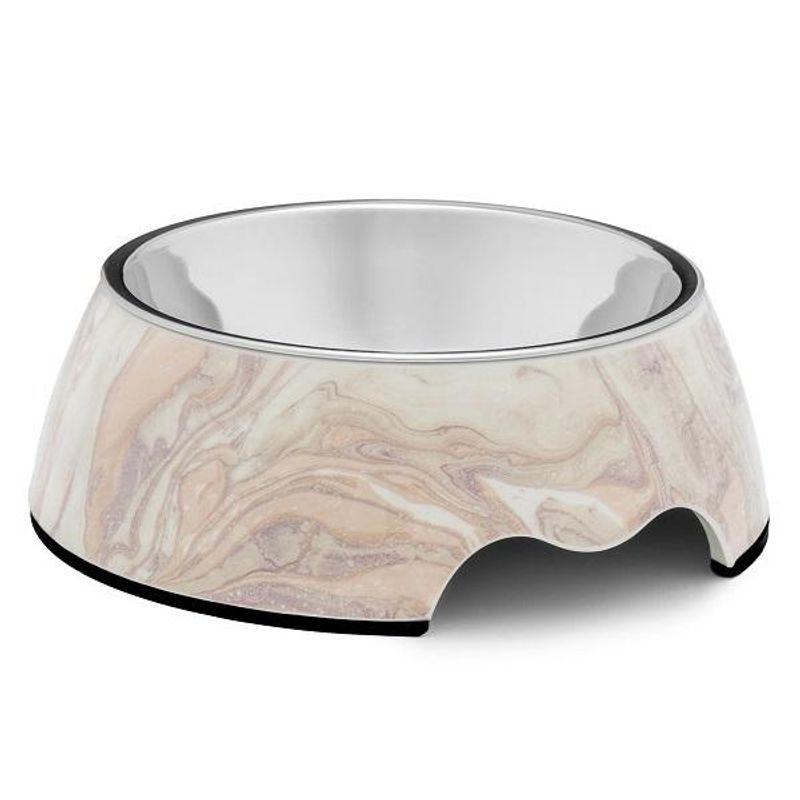 Hundeskål Petite Luna i melamin, 400 ml  marmorert beige